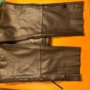 Men's Black Leather Pants with Zip Leg Openings